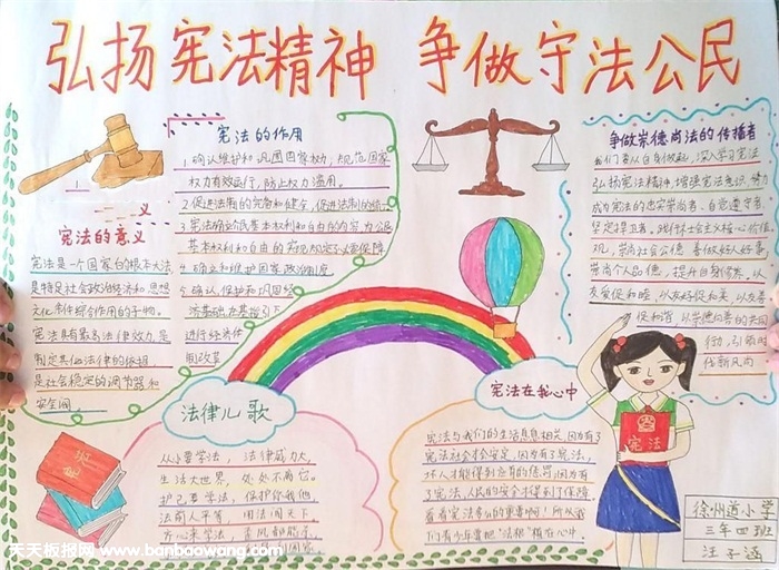 初中憲法手抄報(bào)圖片，弘揚(yáng)憲法精神