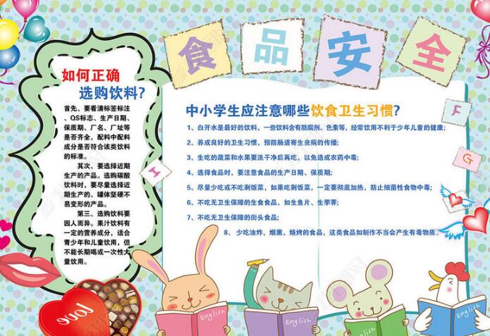 小學生食品安全手抄報，從小注意飲食習慣