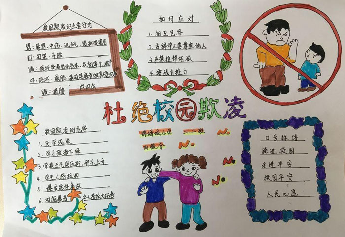 防校園暴力手抄報，杜絕校園欺凌