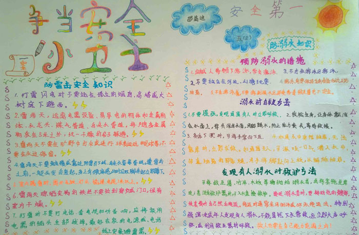 安全教育手抄報圖片，爭當(dāng)安全小衛(wèi)士