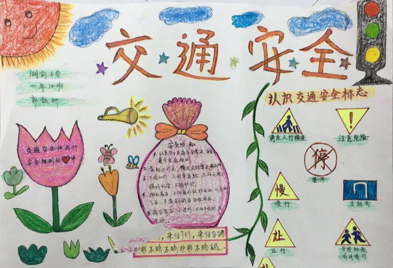 關(guān)于交通安全的手抄報(bào)，認(rèn)識(shí)交通安全標(biāo)志