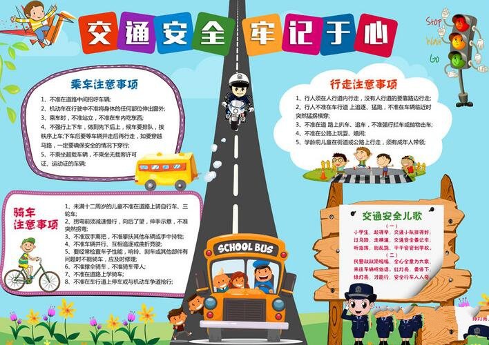 交通安全手抄報(bào)圖片大全，時(shí)刻牢記安全（12張）
