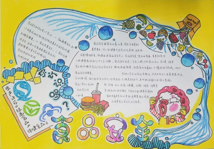 漂亮的食品安全<a href=http://www.inspiredelm.com/shouchaobao/ target=_blank class=infotextkey>手抄報</a>圖片，食品安全要關(guān)注