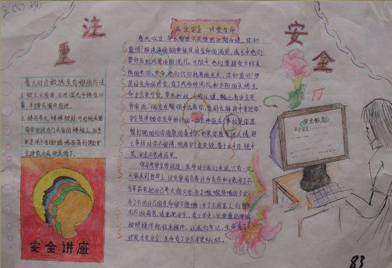 安全手抄報圖片大全，注重安全