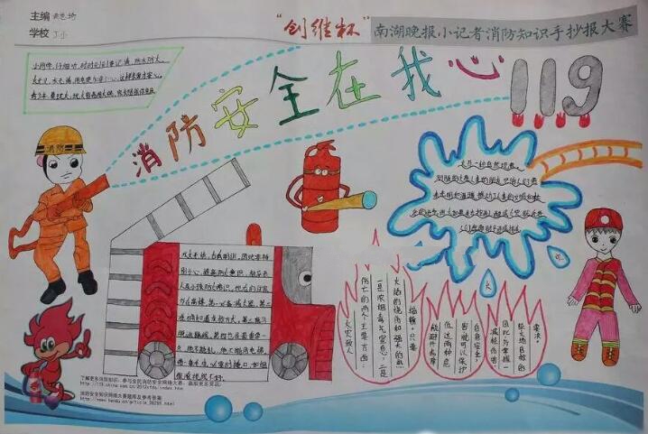 119消防安全知識手抄報圖片，消防安全在我心