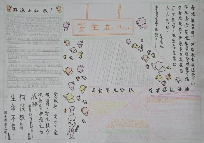 小學(xué)生安全教育手抄報(bào)，安全在心
