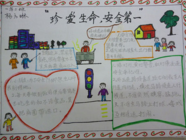 小學(xué)生安全手抄報(bào)，珍愛生命安全第一