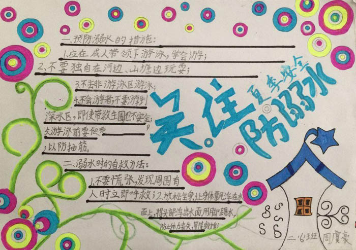 防溺水手抄報圖片，關(guān)注夏季安全