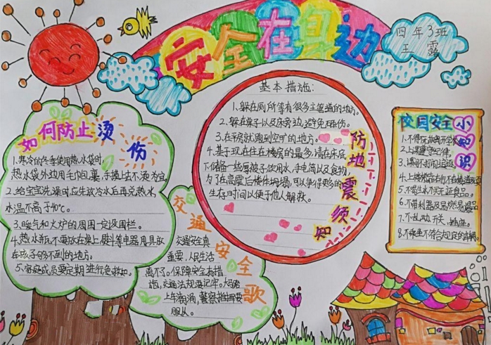 小學(xué)安全教育手抄報圖片，安全在身邊