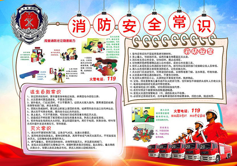 消防小報手抄報圖片，消防安全常識