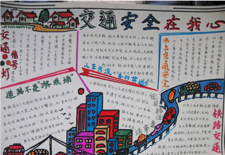 四年級(jí)交通安全手抄報(bào)圖片，交通安全在我心