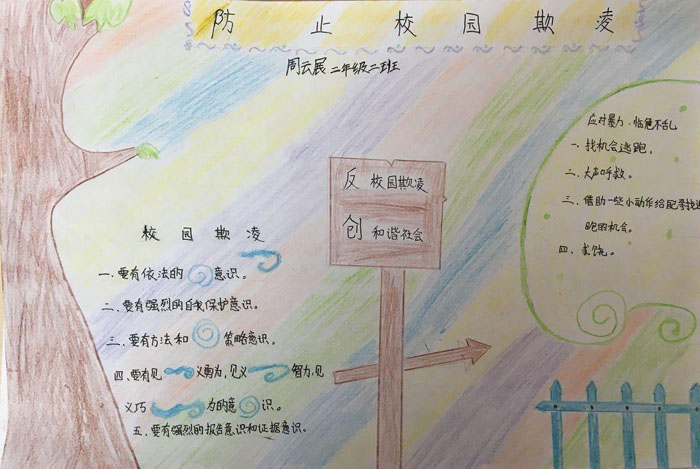 防校園暴力手抄報，防止校園欺凌