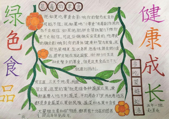 漂亮的食品安全手抄報(bào)圖片，綠色食品