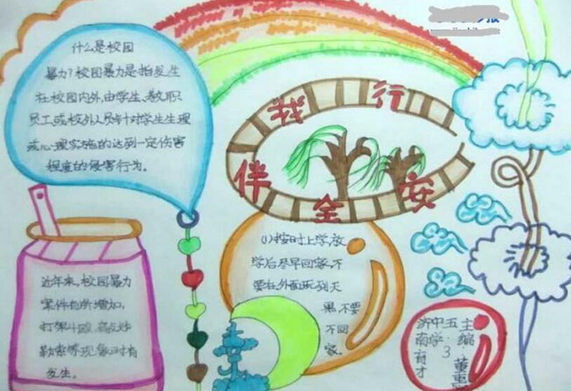 校園安全伴我行手抄報，創(chuàng)建和諧校園