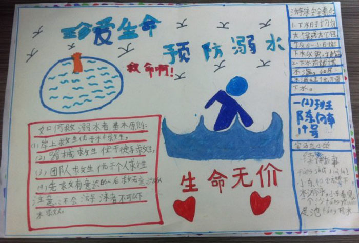 防溺水手抄報圖片，生命無價