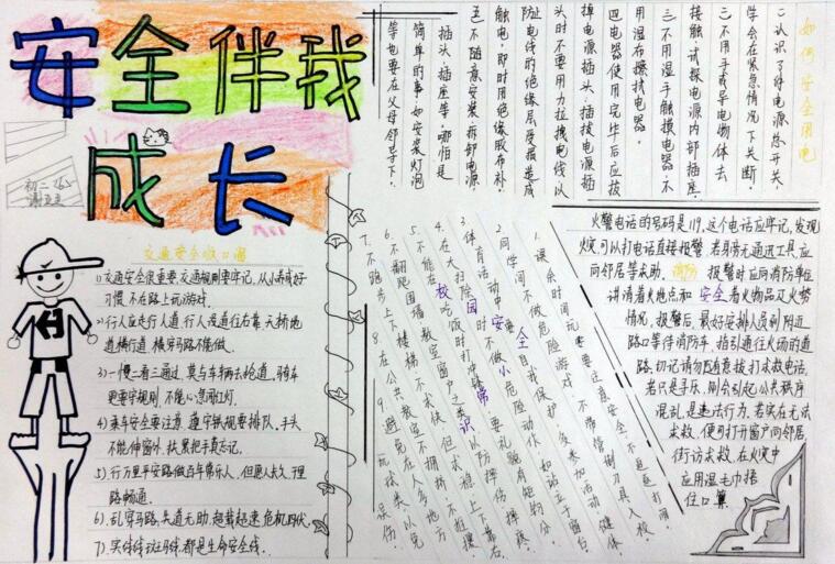 安全伴我成長，交通安全手抄報(bào)