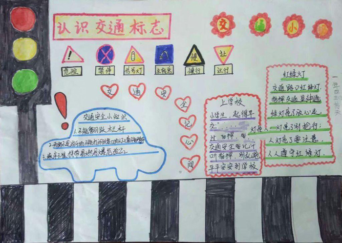 小學(xué)生交通安全手抄報(bào)圖片，認(rèn)識(shí)交通標(biāo)志