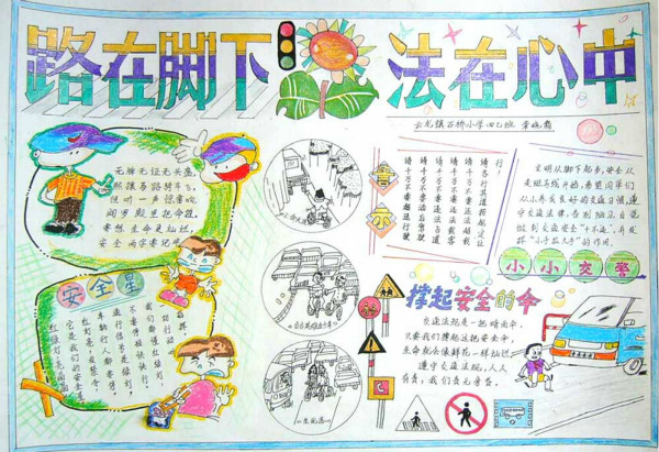 關(guān)于交通安全的手抄報(bào)，撐起安全的傘