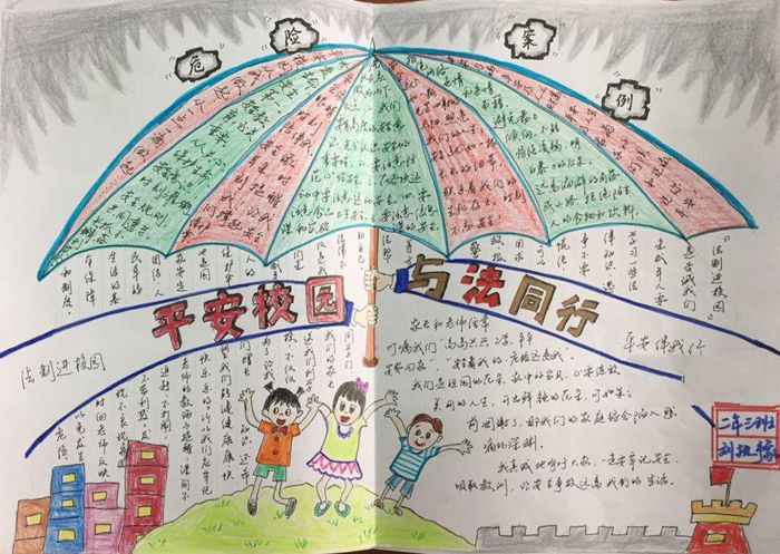 小學(xué)法制教育手抄報(bào)圖片，法制平安校園