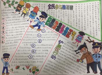 2018年掃黑除惡手抄報簡單，全民參與除惡霸