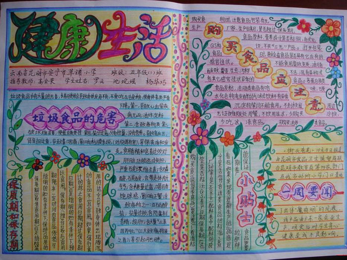 食品安全手抄報圖片，健康生活