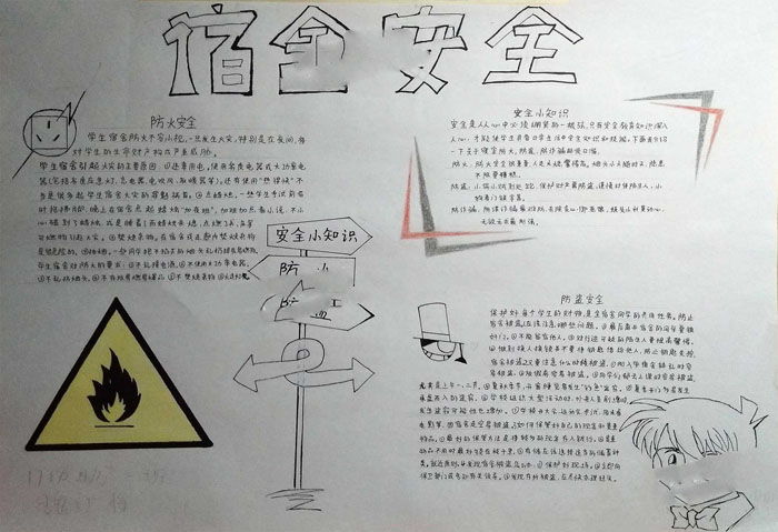 簡(jiǎn)單的安全教育手抄報(bào)圖片，宿舍安全