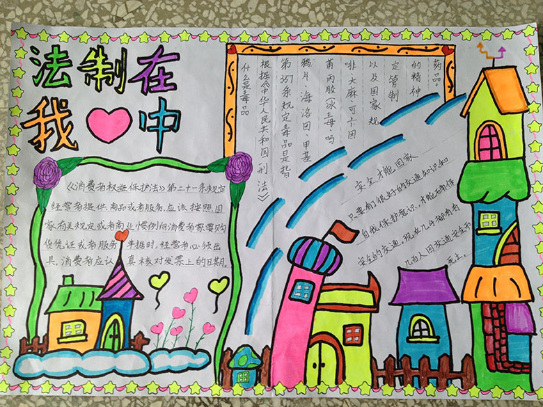 小學(xué)法制教育手抄報(bào)，法制在我心中