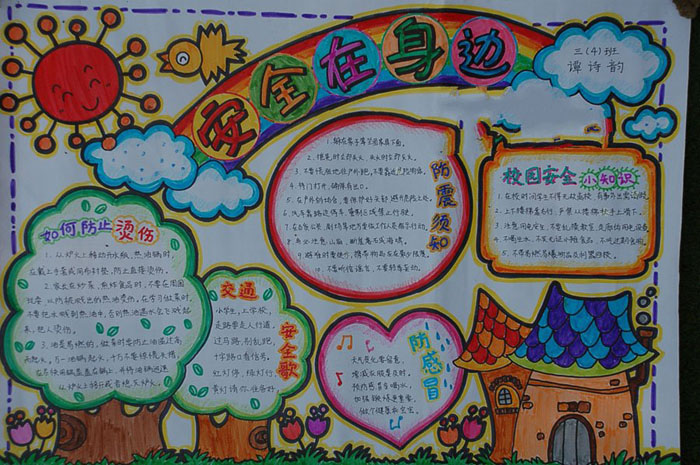 好看的安全教育手抄報圖片，安全在身邊