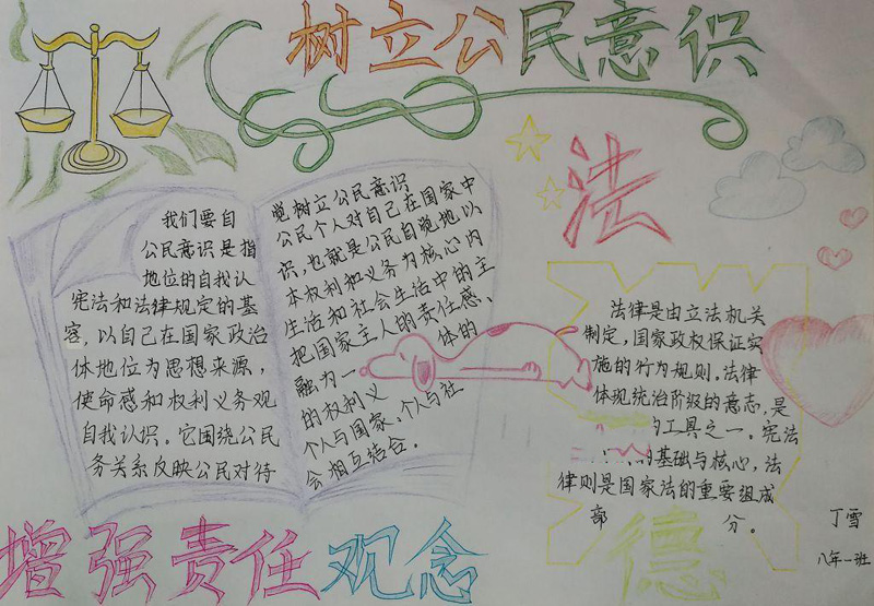 關(guān)于法制教育的手抄報，樹立公民意識