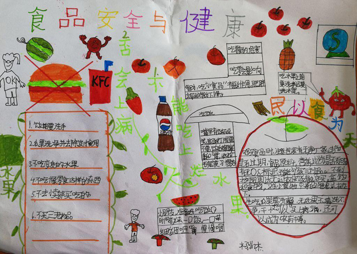 小學(xué)生食品安全手抄報圖片，食品安全與健康