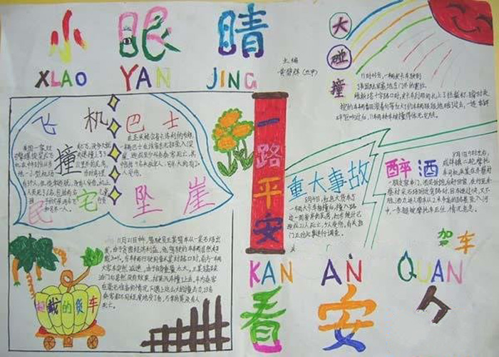 安全手抄報圖片大全，小眼睛看安全