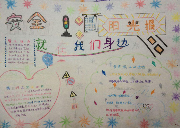 關(guān)于安全的手抄報圖片，安全就在我們身邊