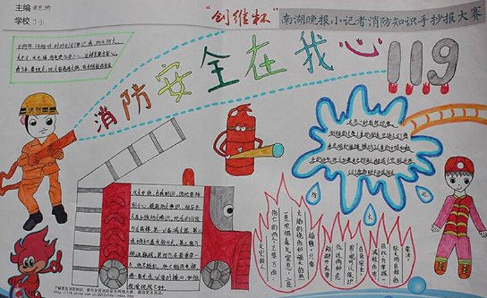 小學(xué)生消防安全手抄報(bào)，消防安全在我心