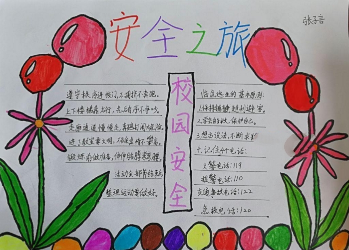 校園安全手抄報圖片，安全之旅