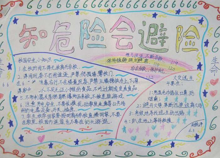 漂亮的安全教育手抄報圖片，知危險會避險