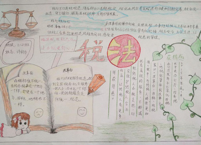 漂亮的法制教育手抄報(bào)圖片，稅法