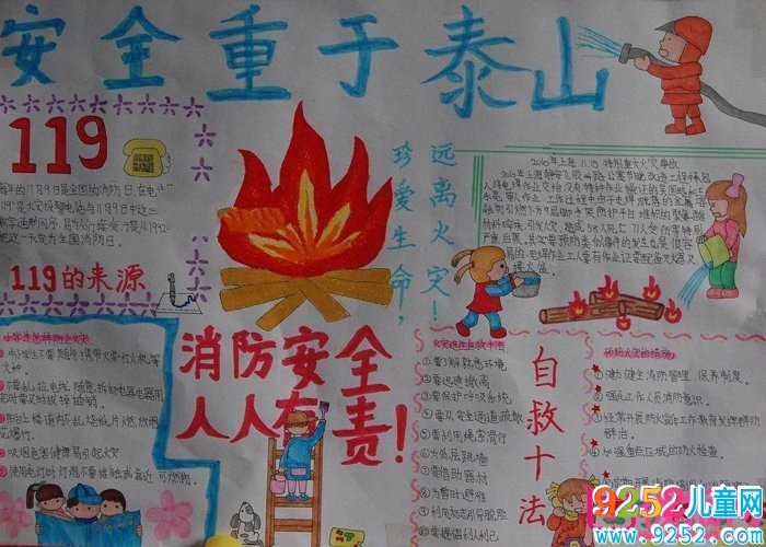 消防安全<a href=http://www.inspiredelm.com/shouchaobao/ target=_blank class=infotextkey>手抄報</a>圖片大全，119消防日（6張）