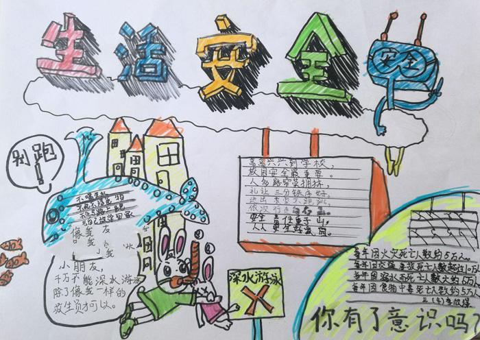 漂亮的安全手抄報(bào)圖片，生活安全
