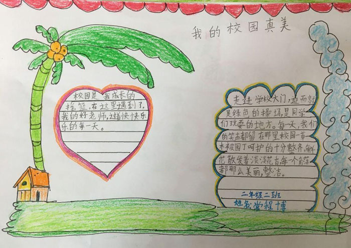 拒絕校園暴力的手抄報，我的校園真美