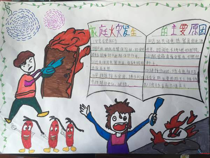 關(guān)于消防安全的手抄報圖片，火災(zāi)發(fā)生原因