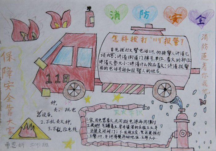 簡單的消防安全手抄報圖片，保障安全靠大家
