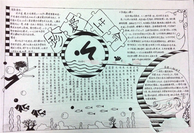 2020安全月主題：珍愛(ài)生命預(yù)防防溺水手抄報(bào)圖片