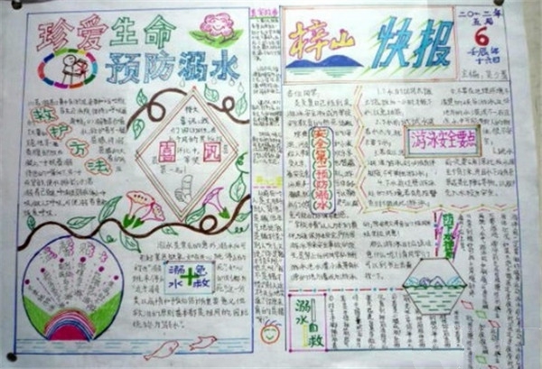 珍愛(ài)生命防溺水手抄報(bào)圖片，防溺水手抄報(bào)內(nèi)容
