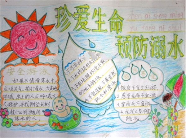 五月珍愛生命預(yù)防溺水手抄報