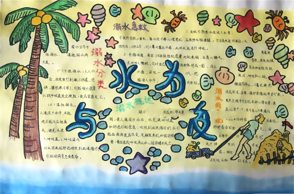 防溺水手抄報，生命第一預防溺水