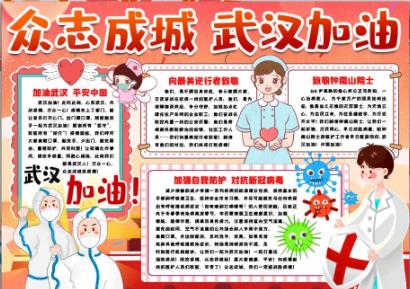 眾志成城武漢加油手抄報(bào)精美模板
