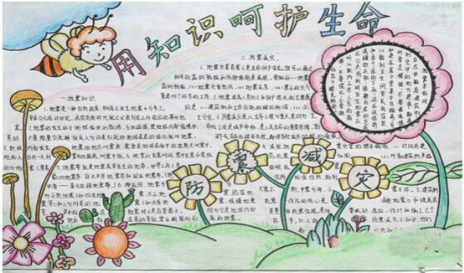 用知識呵護生命  防震減災(zāi)手抄報