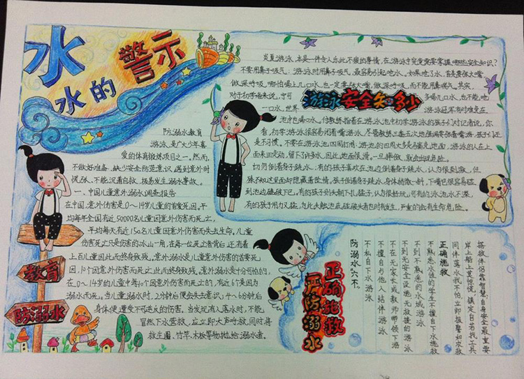 防溺水手抄報圖片，預防溺水人人有責