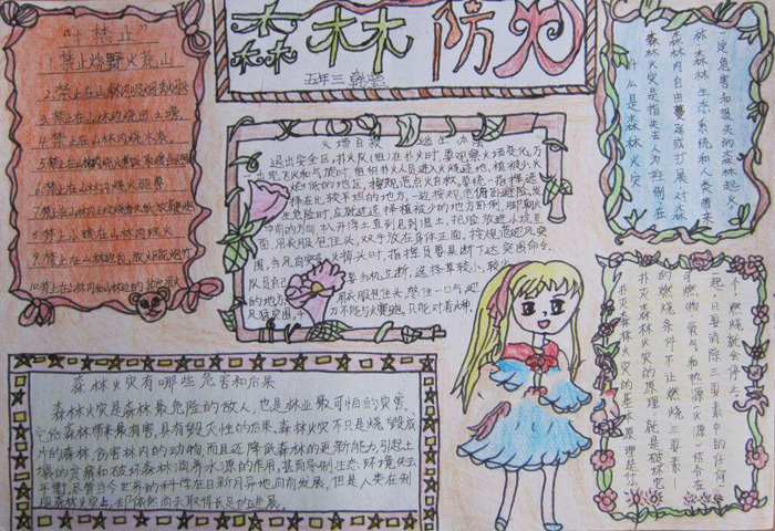 森林防火手抄報圖片，森林火災(zāi)的危害