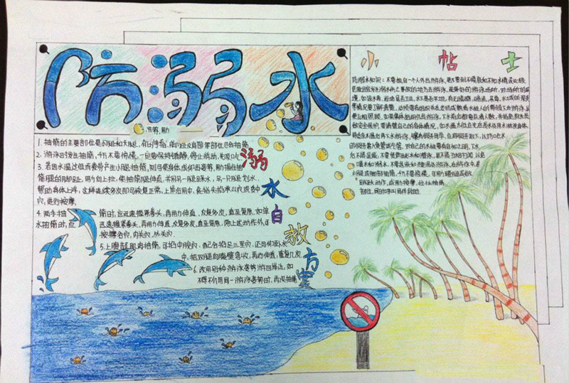 防溺水小貼士手抄報